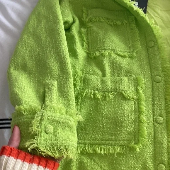Apparis- NWT Lime Green Callie Tweed Shirt Jacket - Picture 6 of 7